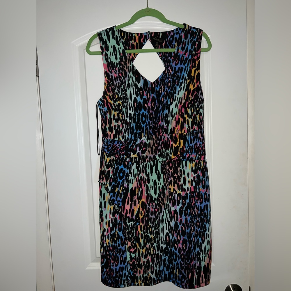 Multi Color Leopard Print Mini Dress Size L